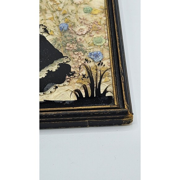 Vtg 1930 Mary Fisher Milkweed Hand Painted Reverse Couple Courting Silhouette - Picture 5 of 11